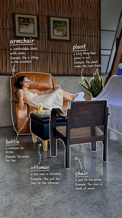 Handwritten English word notes on the photo