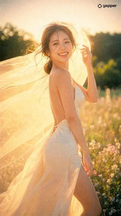 Romance japonais en robe blanche sous un éclairage contre-jour