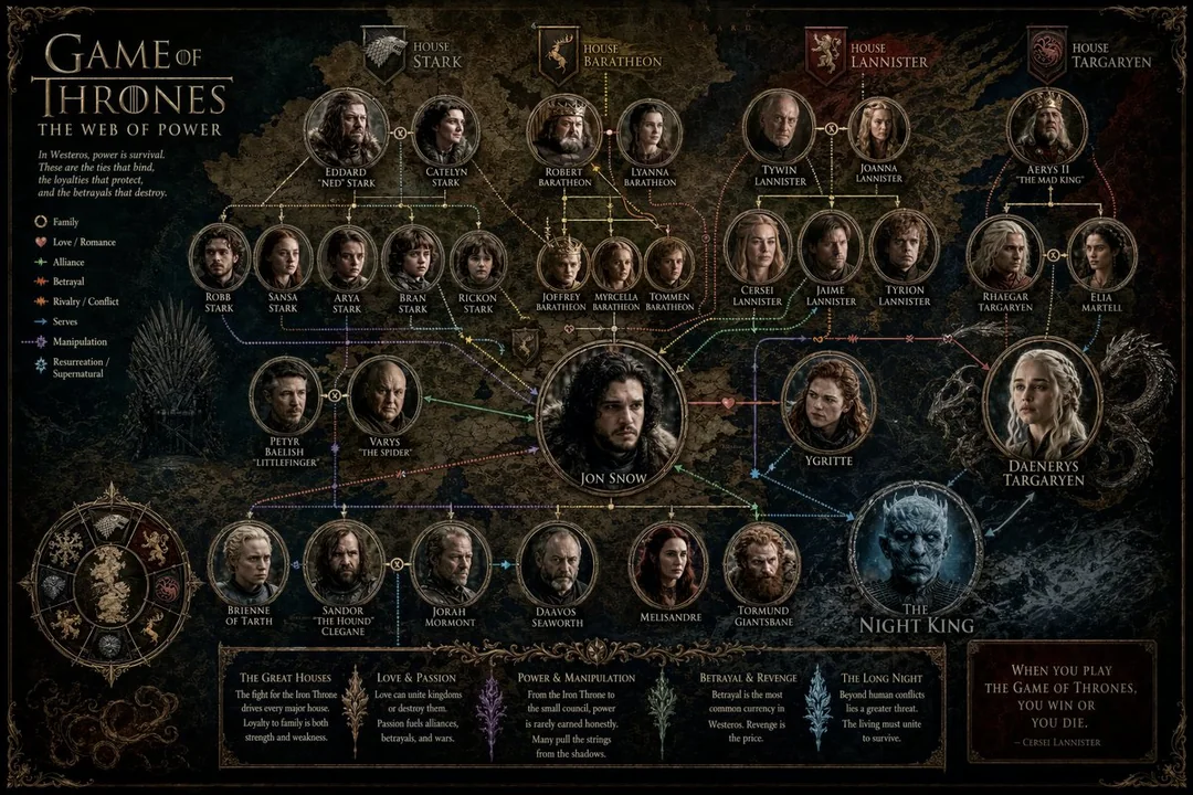 Epic Dark Fantasy Character Relationship Poster
