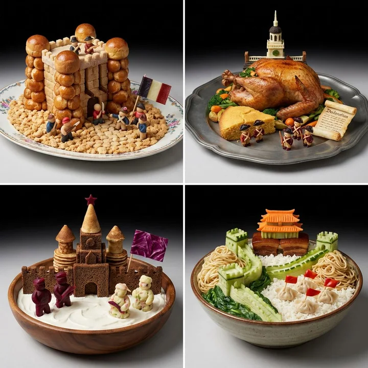 Miniatures culinaires des quatre grandes révolutions