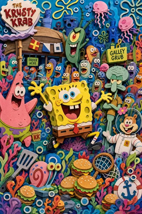Super Saturated Cartoon Paper-cut 3D Model