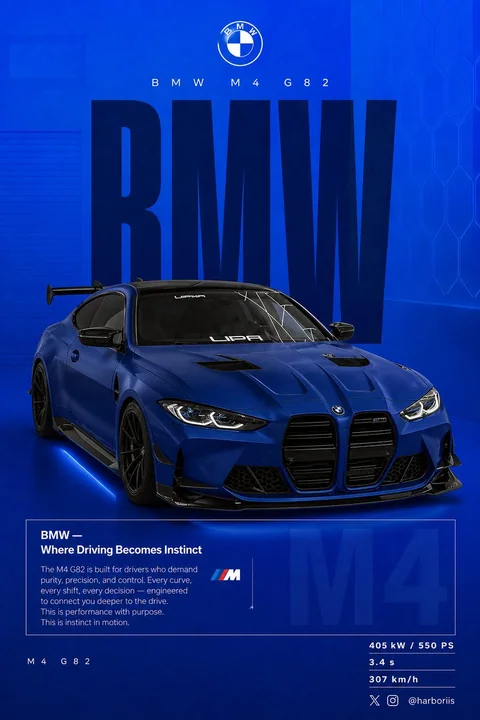 Постер BMW M4 Deep Sea Blue