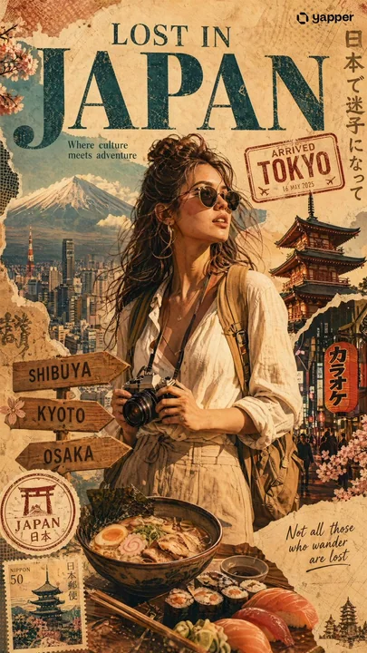 日本の高級旅行ポスターに迷い込む