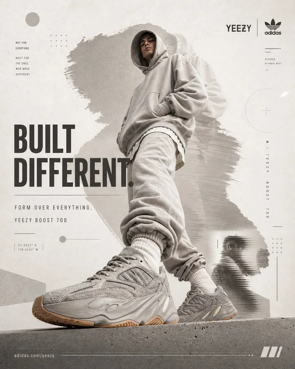 Minimalist high-end Yeezy street collage
