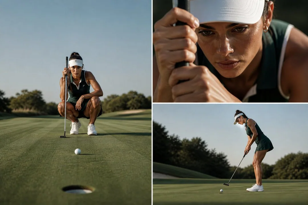 Série de photos de mode high-end minimaliste de femme golfeuse