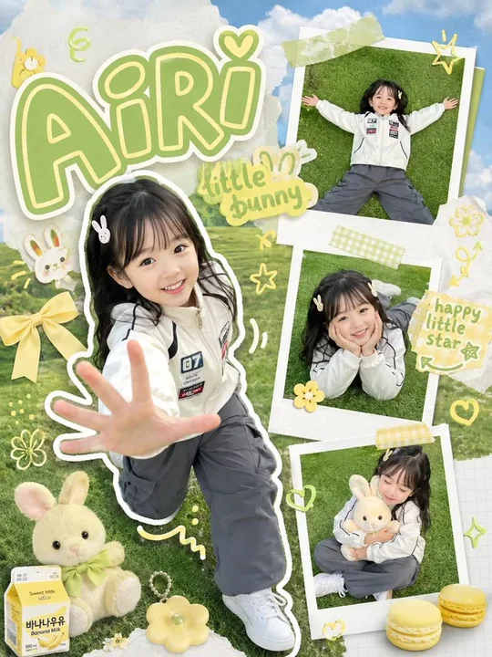 Korean-style cute girl child photography collage poster