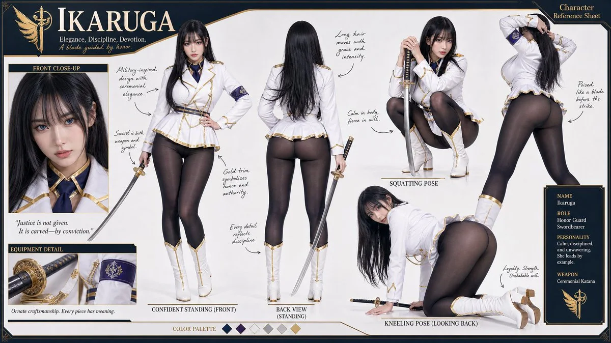 Ikaruga Character Multi-angle Reference Image