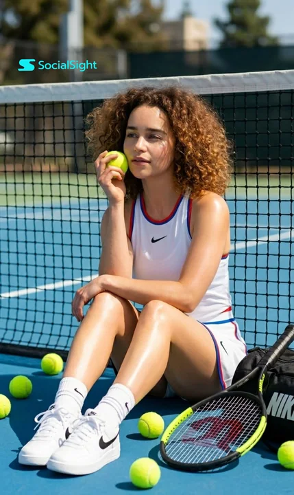 Après-midi paresseux sur le court de tennis : portrait au style sport-chic luxueux