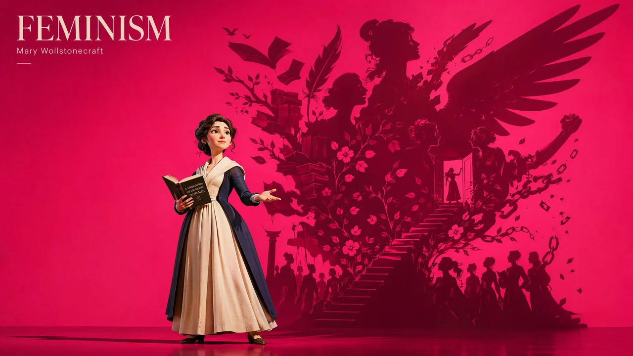 Камю, абсурдизм, иллюстрация 3D-персонажа в стиле модной игрушки Pixar