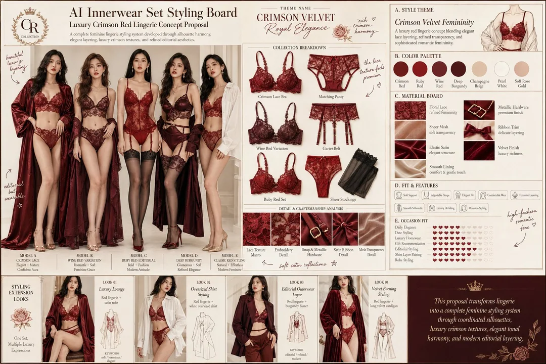 High-end lingerie set fashion proposal mood board