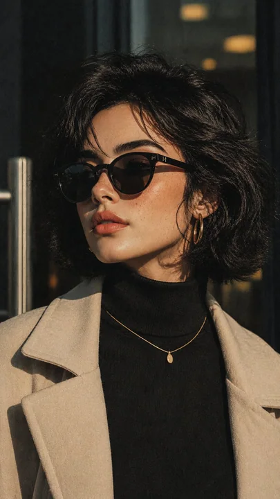 إحساس سينمائي، لقطة مقرّبة لامرأة حضرية عصرية أنيقة