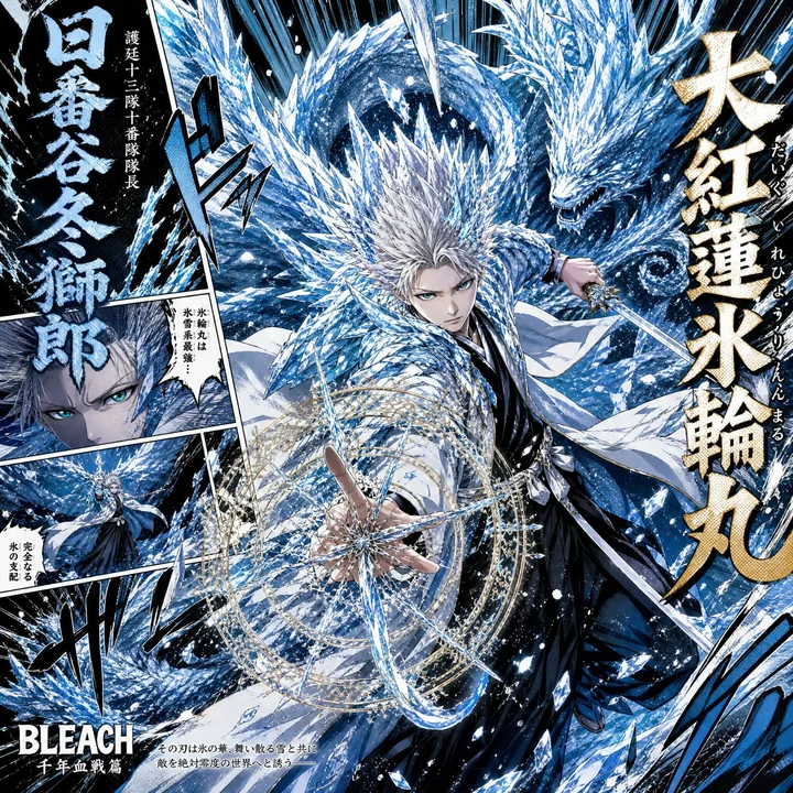 Bleach Toshiro Hitsugaya Daiguren Hyorinmaru manga poster