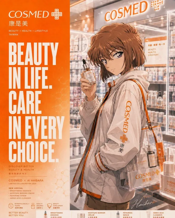 康是美コラボ風の日本風商業コスメポスター