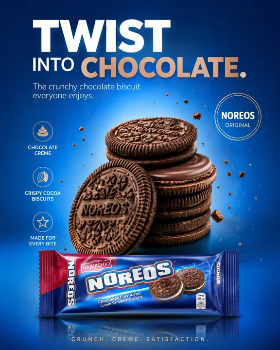 Affiche commerciale haut de gamme et moderne pour des biscuits digestifs au chocolat