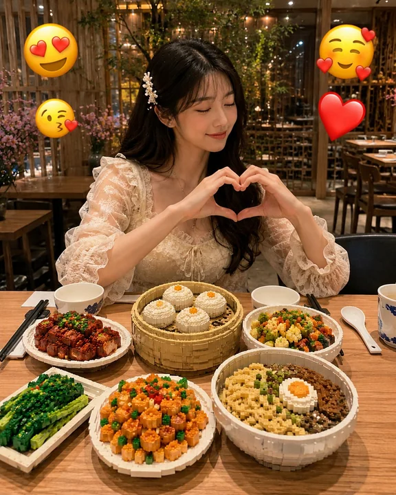 將真實場景中的食物轉換為樂高積木風格的微縮模型