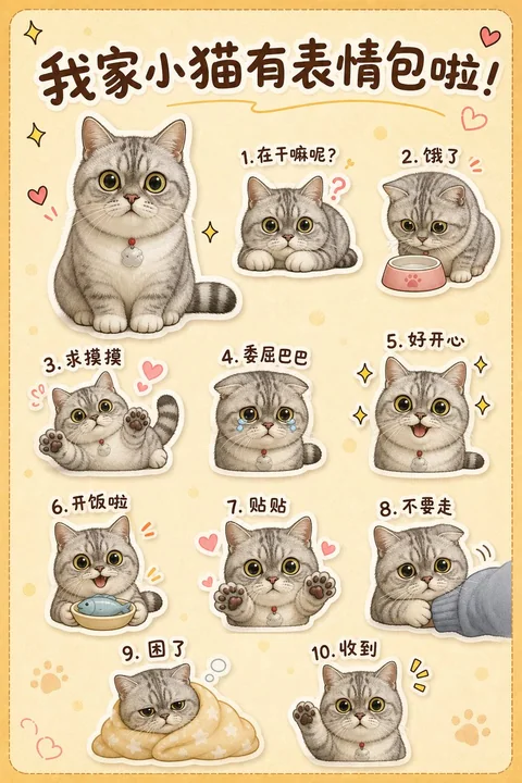 IPキャラクターのQ版萌え系スタンプ風表情パック展示ポスター