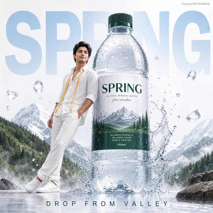 High-end mineral water refreshing minimalist advertising poster