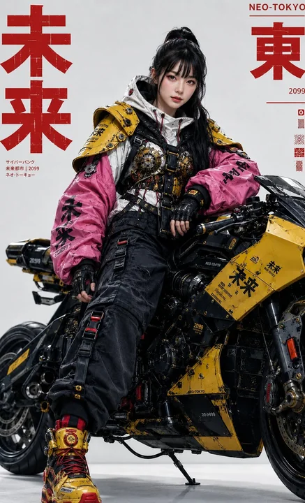 Portrait technologique futuriste de style cyberpunk fonctionnel