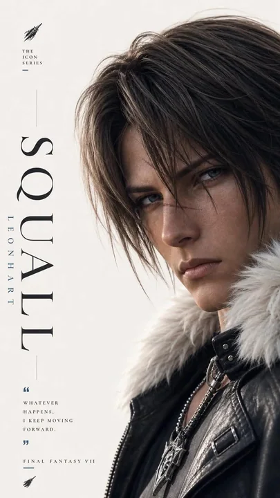 ファイナルファンタジー風のJRPGスタイル、写実的で映画のようなポスター