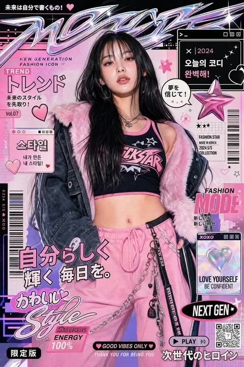 极具风格化的亚洲女性奢华时尚Y2K海报