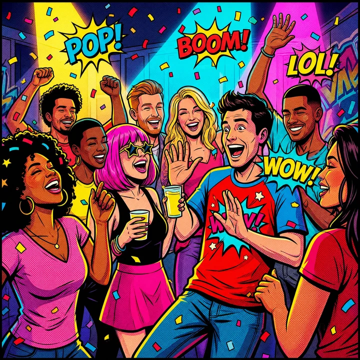 Pop art style comic-color party carnival