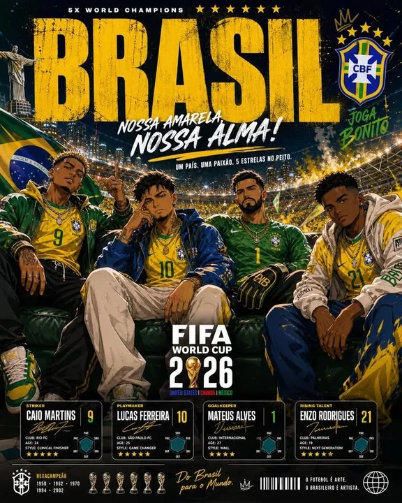 ملصق كرة قدم بأسلوب أنمي وموضة الشارع لكأس العالم 2026