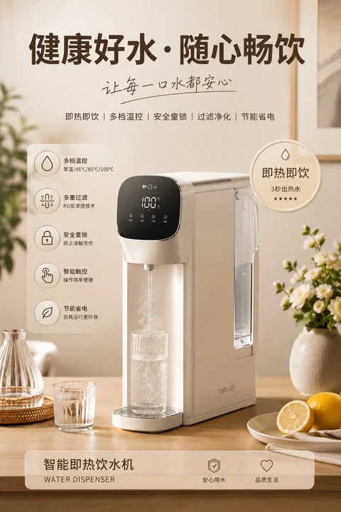 Affiche publicitaire d’électroménager pour une cafetière haut de gamme.