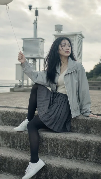 海边气象站韩系偶像时尚肖像