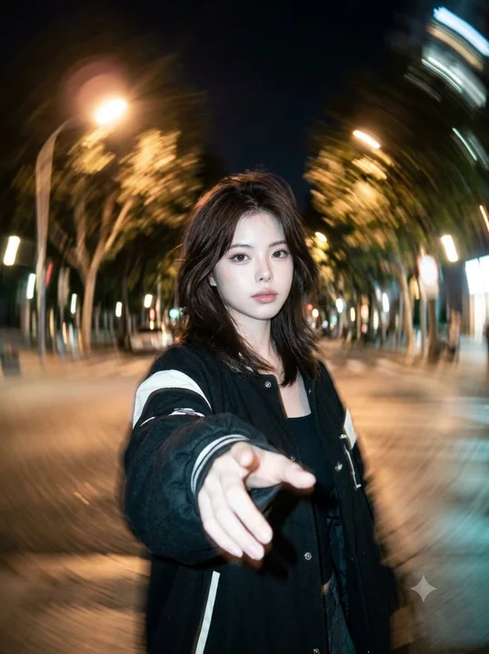 CCDレトロな長時間露光夜景ポートレート