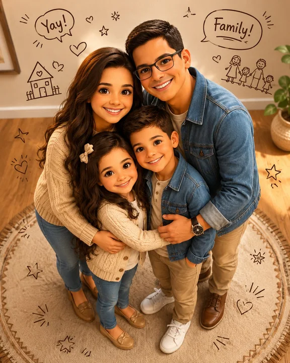 Premium 3D animation style family portrait