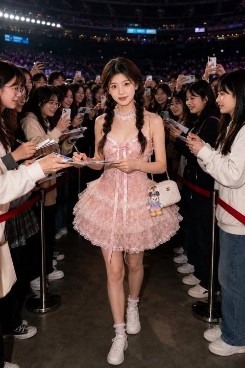 Photos réelles de la signature d'autographes par les fans sur place lors d'un concert