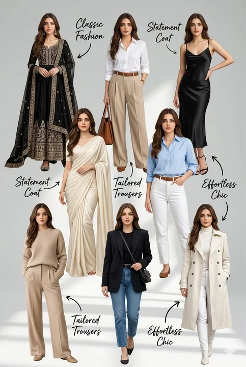Collage d'éditoriaux de mode classique et stylisé