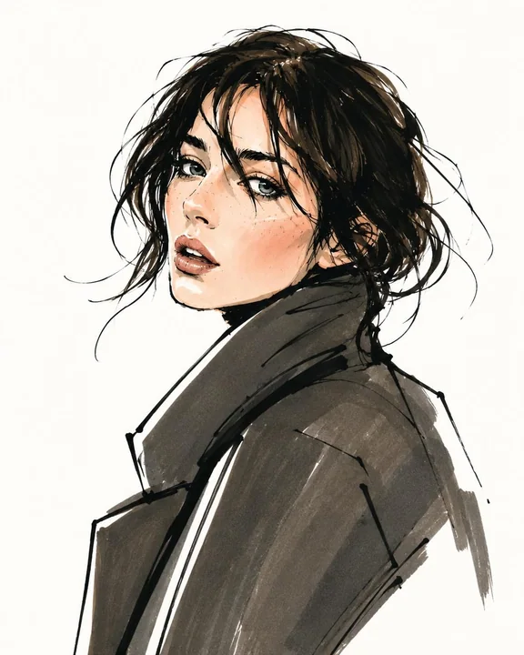 رسم بورتريه توضيحي بسيط وعصري بأسلوب فوغ