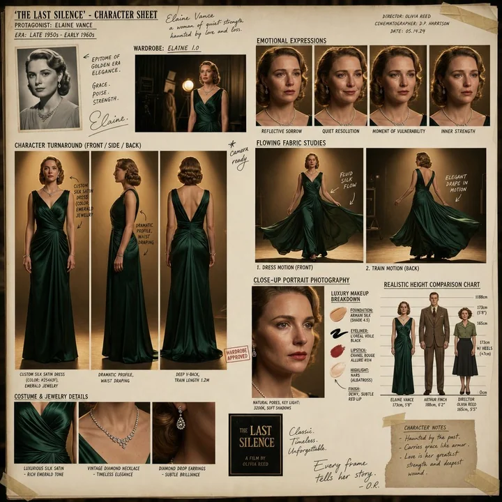 Oscars-level Hollywood movie female character design sketches
