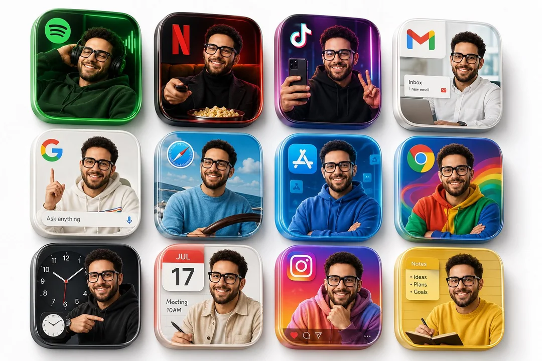 Advanced 3D realistic app icon 12-grid design
