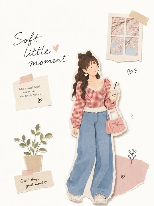 ミニマルな雑誌切り絵コラージュ風イラスト
