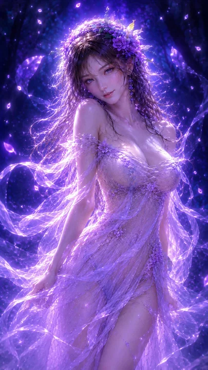 3D realistic dreamy forest plump Eastern female portrait