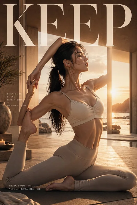 Mots-clés pour un affiche de yoga de mode cinéma de luxe