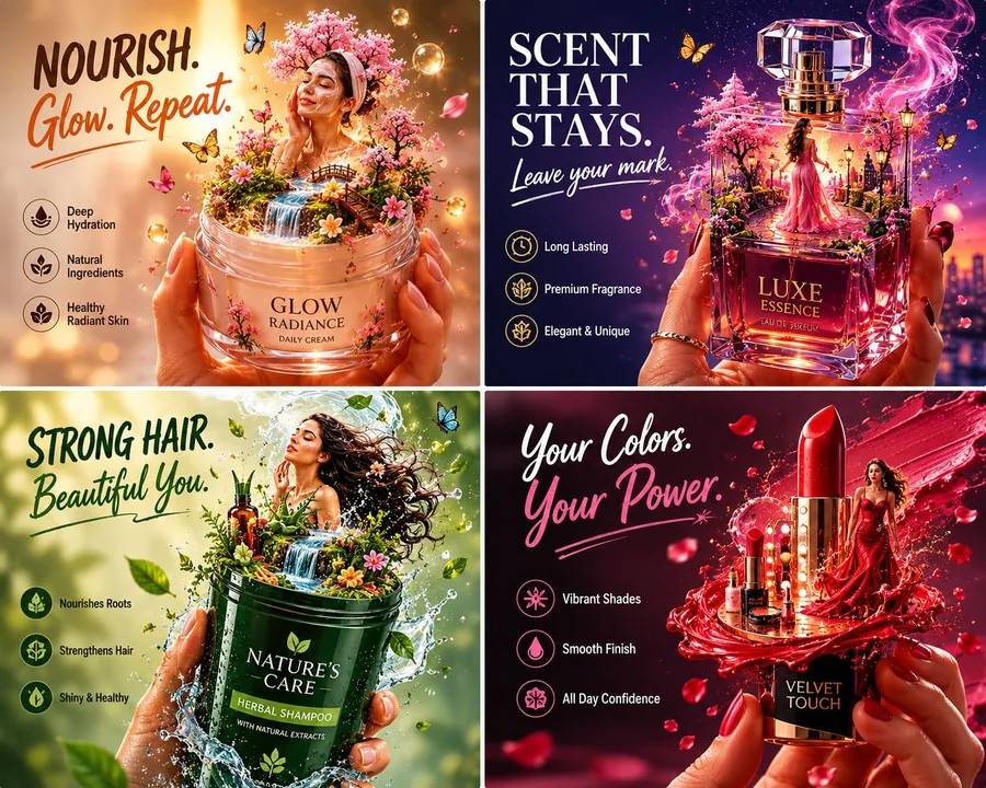 Hyper-realistic luxury advertising poster micro fantasy world prompt