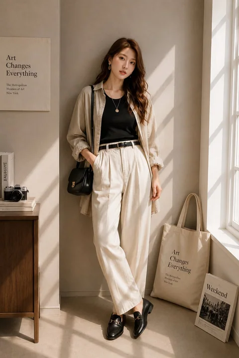 Photographie de femme est-asiatique au style éditorial de mode haut de gamme minimaliste