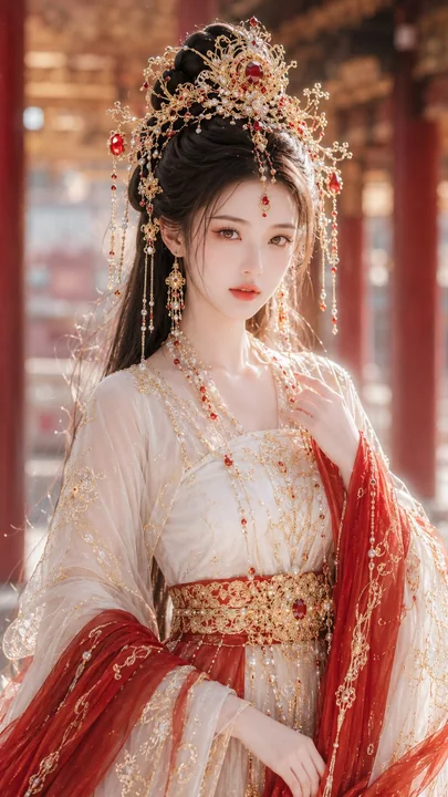 Femme héroïne de fantasy chinoise, photo professionnelle élaborée avec un style magnifique et raffiné