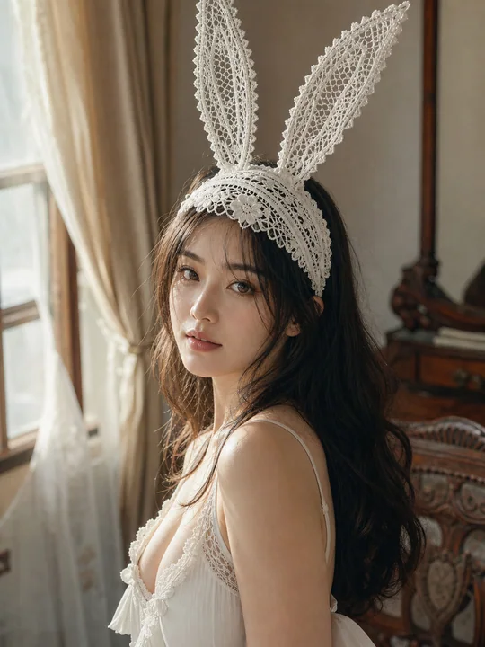 蕾丝兔耳东亚美女精致人像