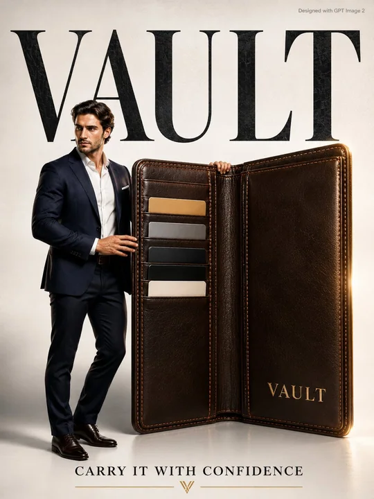 Fashionable high-end men's accessories giant wallet advertising poster