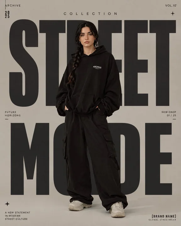 High-end street fashion editorial-style poster design