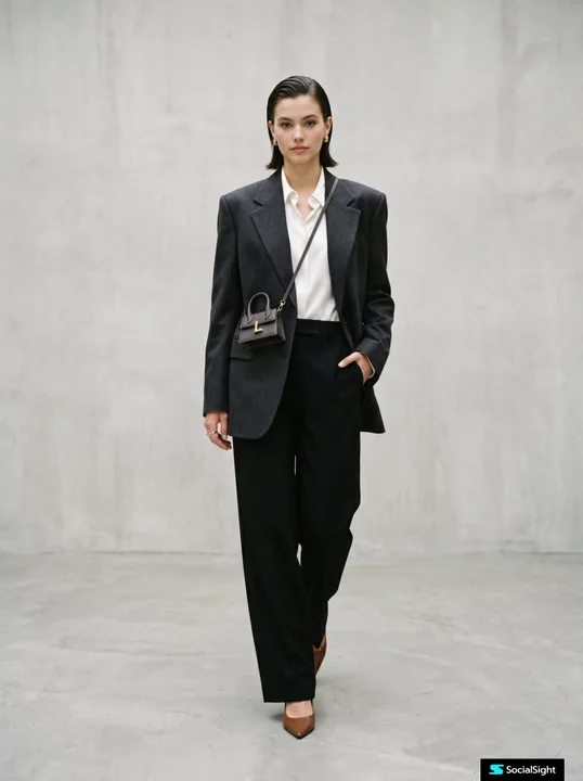Surreal fashion editorial featuring a female model and miniature luxury handbags