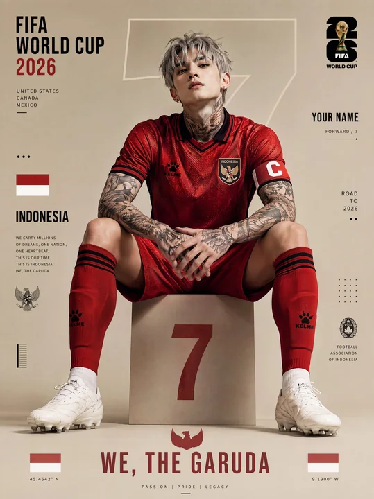 Affiche de football de l’Indonésie pour la Coupe du monde 2026