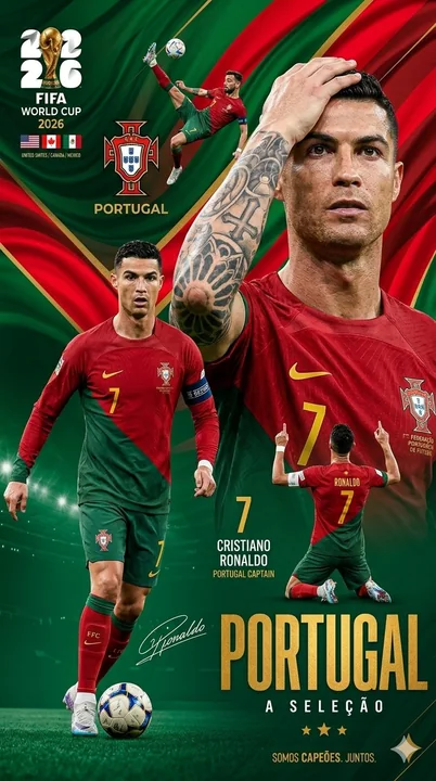 Affiche de football de l’équipe nationale du Portugal pour la Coupe du monde 2026