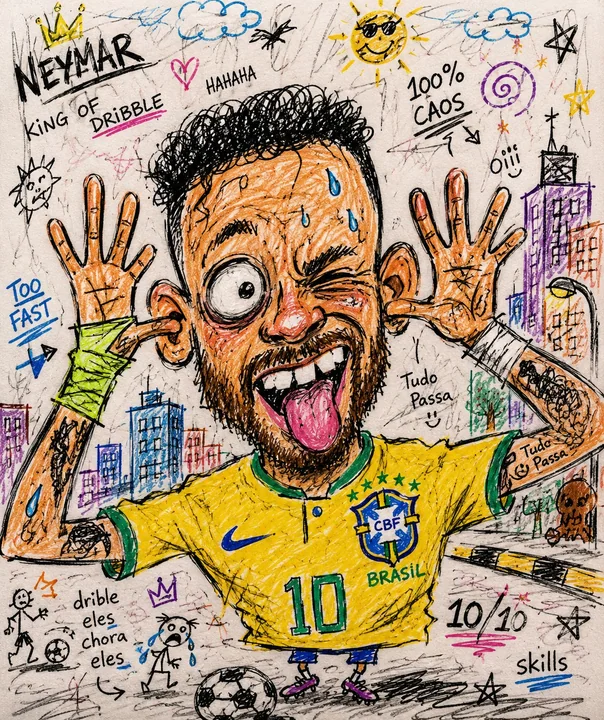 Chaotic, humorous, low-tech doodle illustration