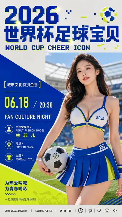 Visuel d’affiche culturelle des « football babes » de la Coupe du monde 2026
