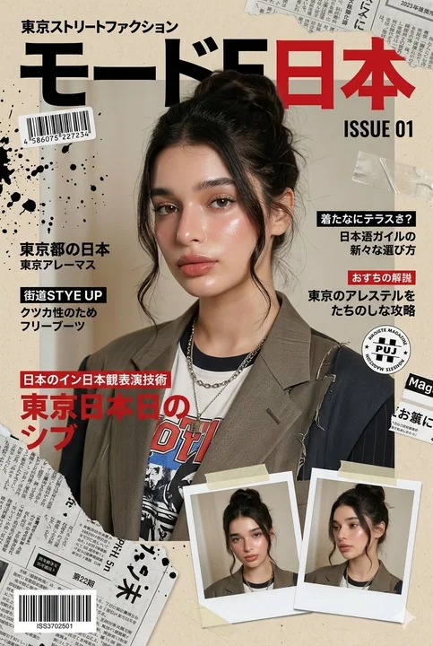 8K超シネマティックな日本のファッション雑誌の表紙